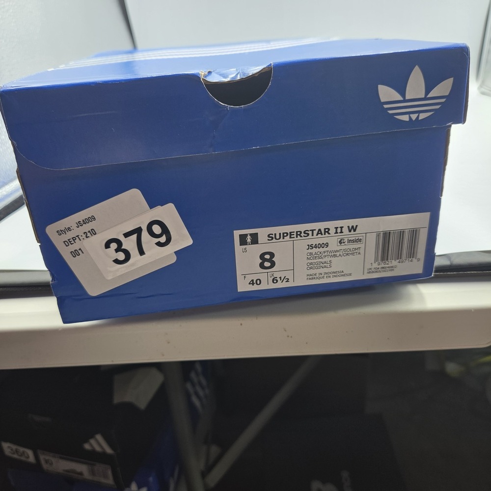 Women's Size 8 Adidas Superstar II W Black White Gold JS4009 New In Box - Picture 8 of 8